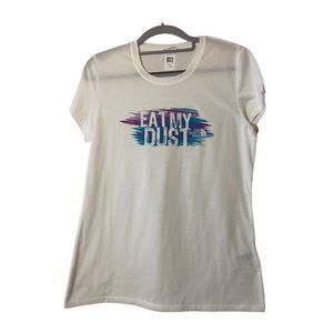 The North Face Womens White "Eat‎ My Dust" Vapor Wick Short Sleeve T-Shirt Sz M